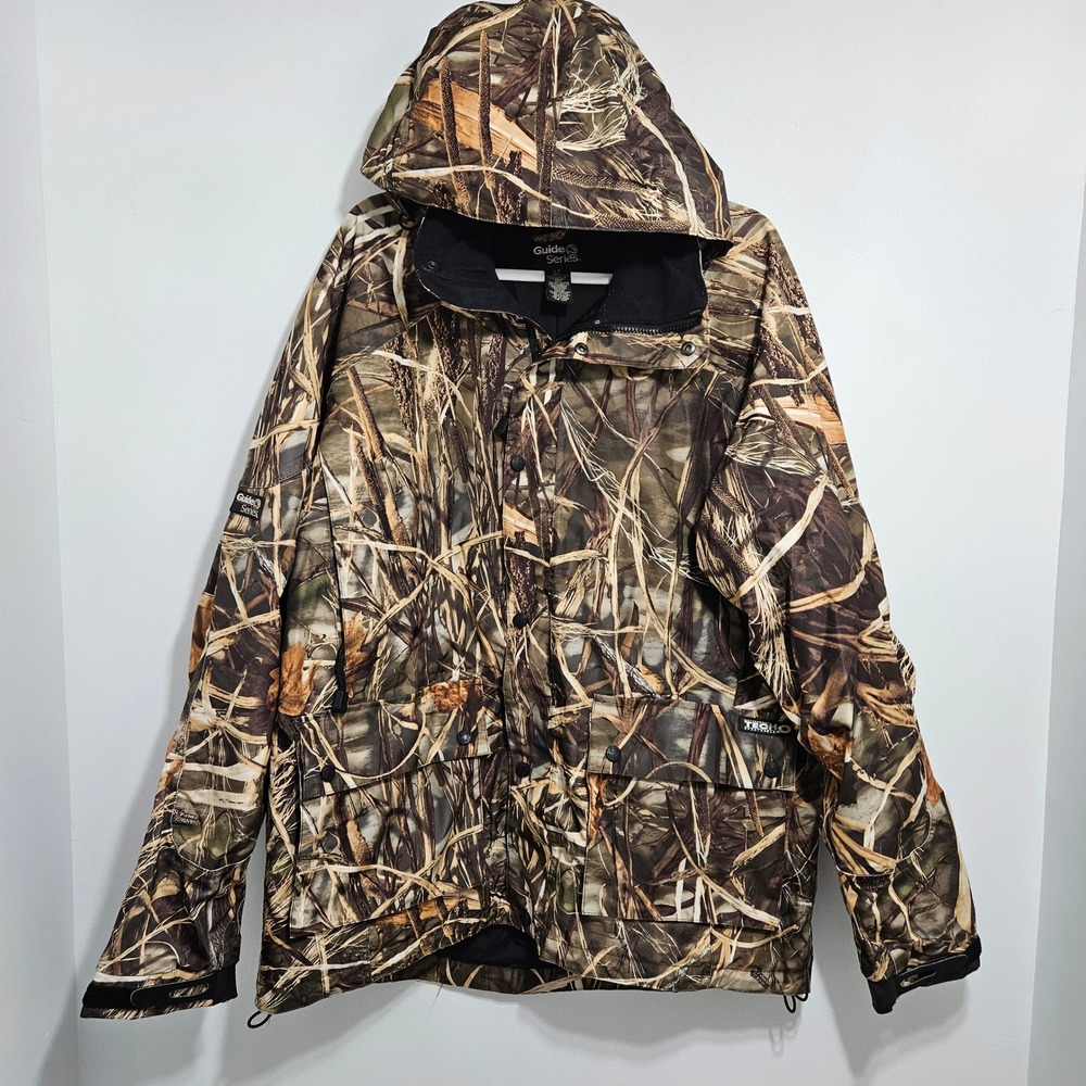 Gander Mountain Guide Series Waterproof TecH20 Camo Hunting Hooded Jacket L Tall